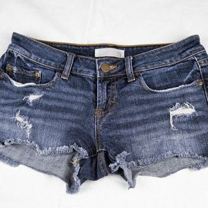 BP. FRAYED HEM DESTROYED Womens Blue Denim Shorts